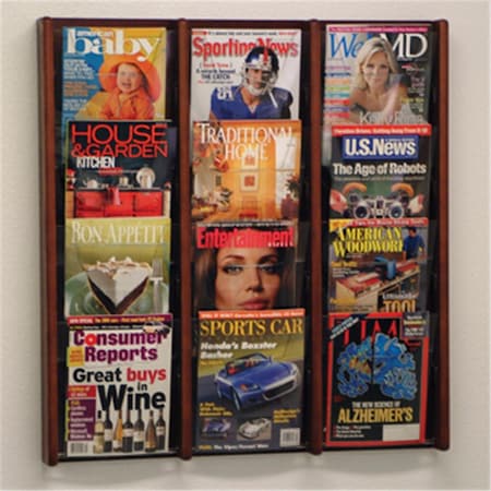 Wooden Mallet Stance 12 Pocket Wall Display in Mahogany - 3Wx4H WO599277